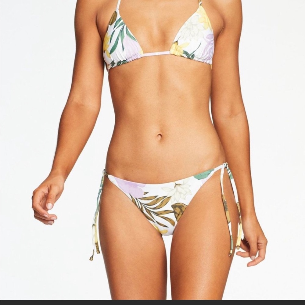 Vitamin A Swimwear *Set* Floral Gia Bikini Top + Bottom in Soleil - XS/S- NWT